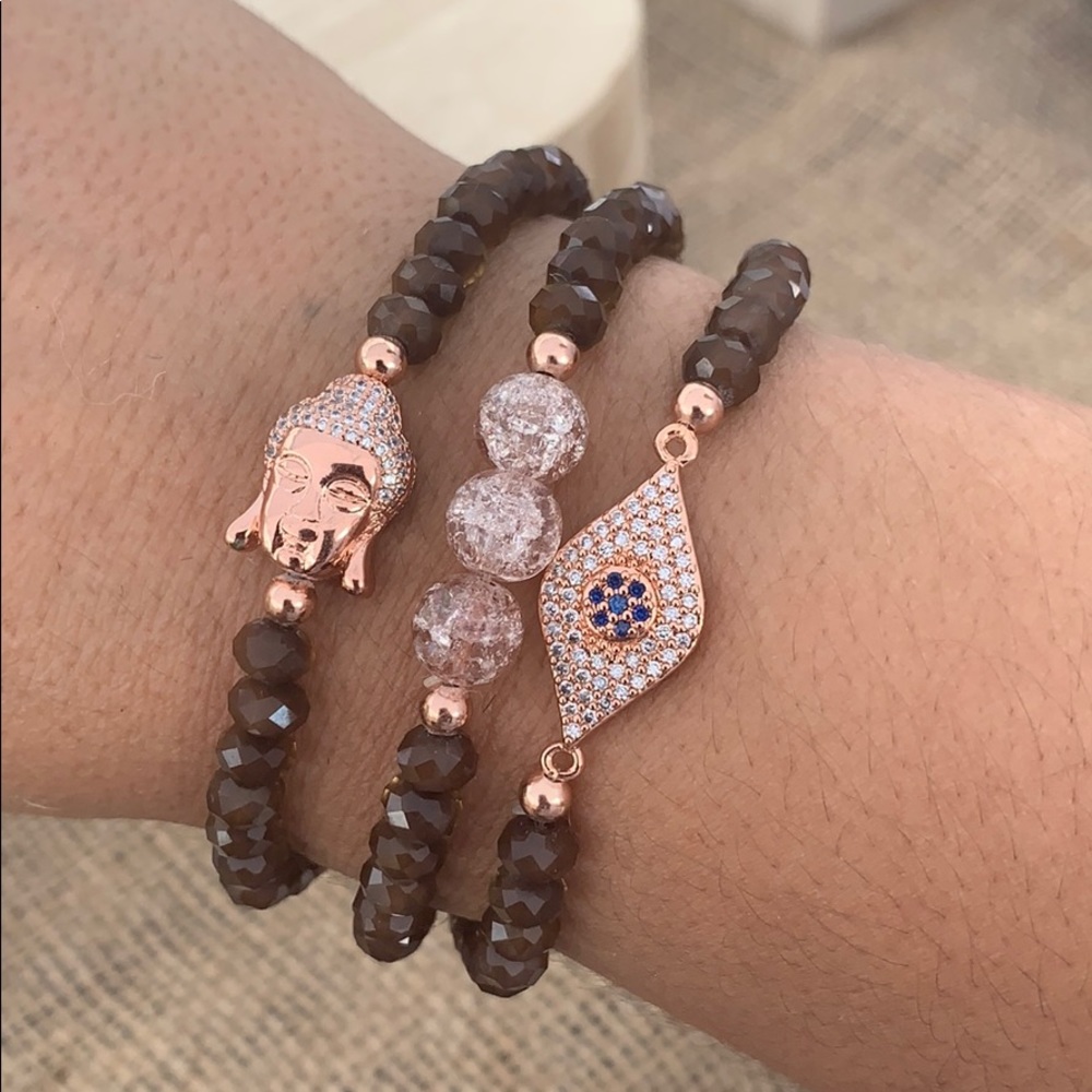 Rose Chocolate Buddha Bracelet Set - Picture 6 of 6